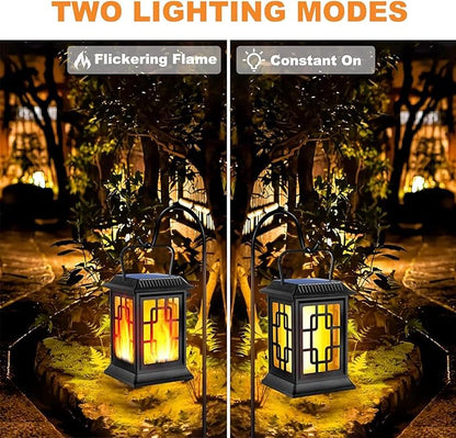 Solar Lanterns Outdoor Waterproof Hanging Lanterns Garden Solar Powered Flame Lights LED for Patio Pathway Deck Yard (4pack)