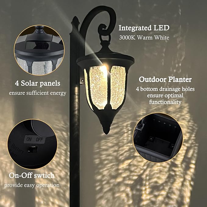 Outdoor Pole Lantern, Black Weatherproof Post Light
