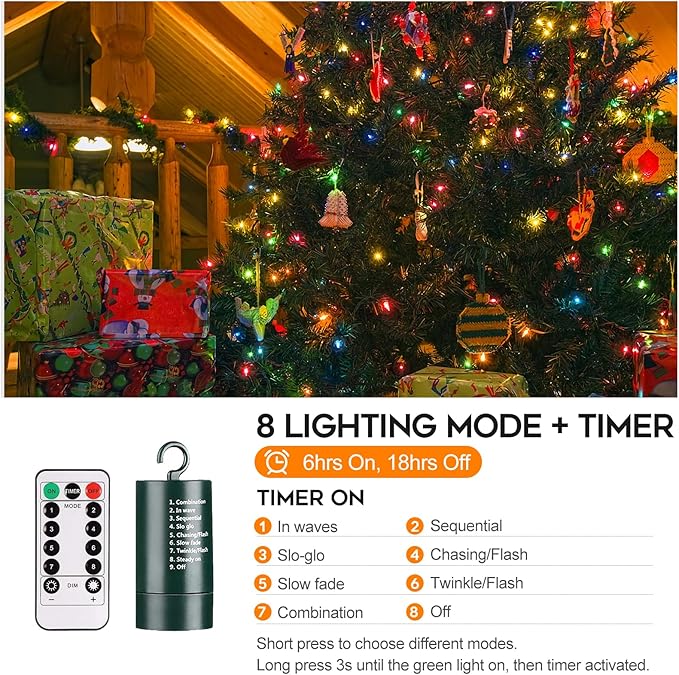 Christmas Patio String Lights, 66ft 200 LED Waterproof