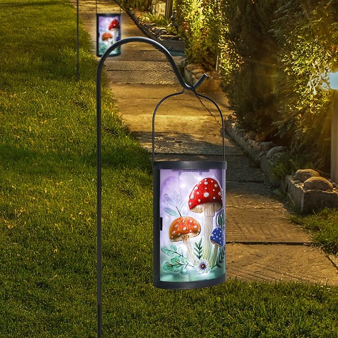 Mushroom Solar Lantern Set, Elegant Patio Lighting