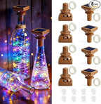 8-Pack 20 LED Wine Bottle Fairy Lights, Solar Cork