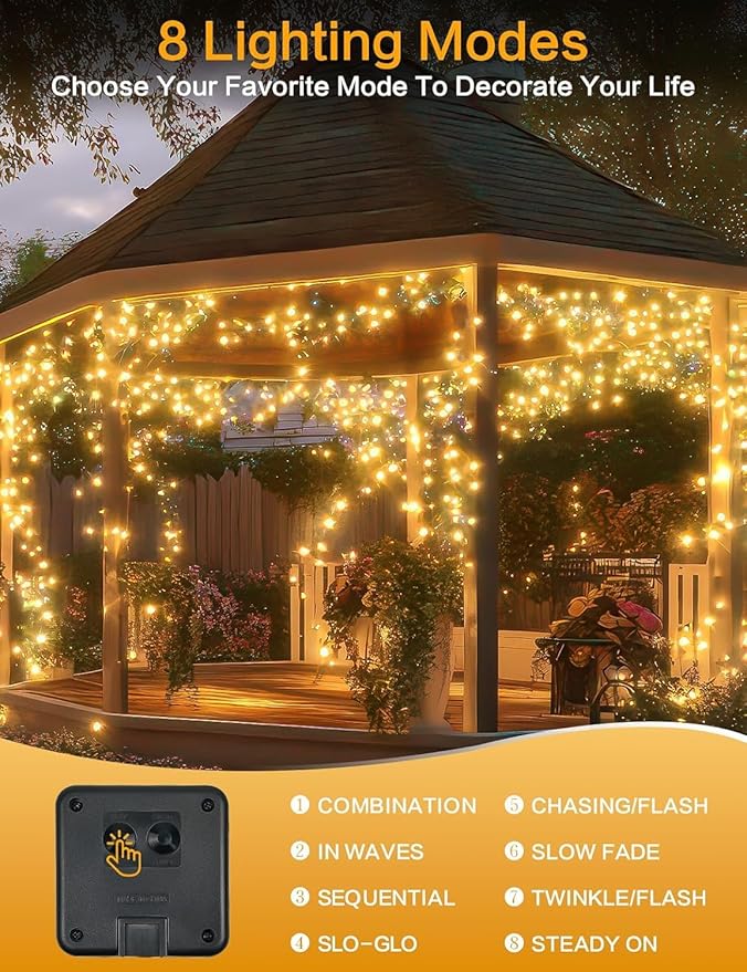 4-Pack Christmas String Lights, 160ft 400 LED Timer