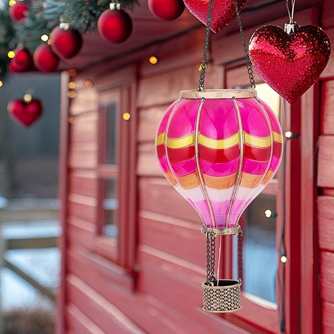 Courtyard Solar Hanging Lanterns, Metal Backyard Decor