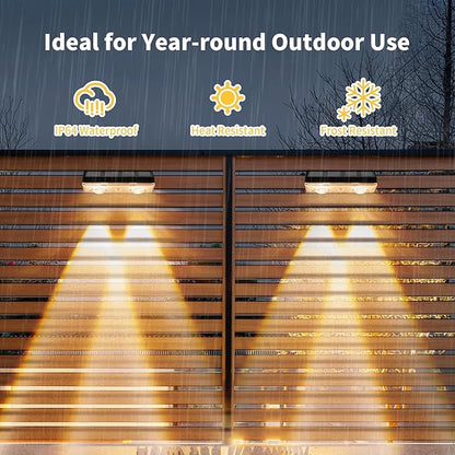 Solar Fence Lights Outdoor 8 Pack – Warm White with IP65 Waterproof Solar Deck Lights, 3000K Soft Ambient Glow for Fence Post, Backyard, Patio, Pathway – 12+ Hour Runtime, No Wiring, Auto On/Off