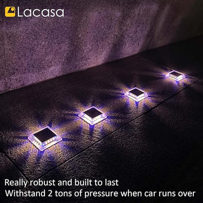 Lacasa Outdoor Solar Light, 4 Pack 30LM IP68 Waterproof Solar Garden Light Auto On/Off Solar Lighting for Pathways Paths, Mixed Colours (Warm White + Blue Light)