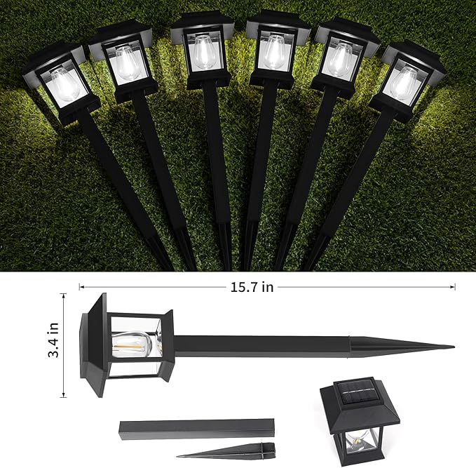 12-Pack Solar Pathway Lights, Waterproof LED Walkway Lights