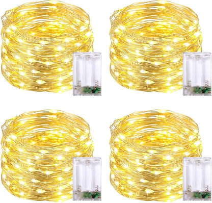 Christmas Yard String Lights 4-Pack, 16ft 50 LED Waterproof