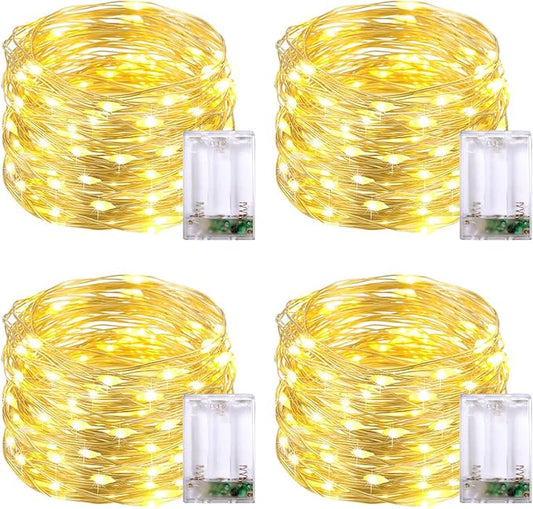 Christmas Yard String Lights 4-Pack, 16ft 50 LED Waterproof