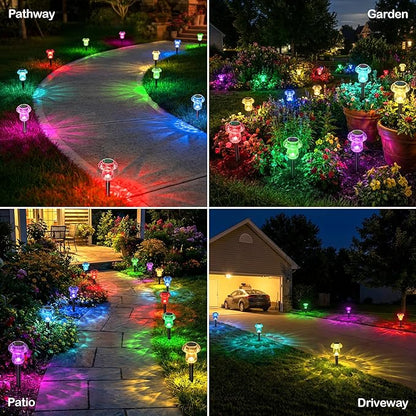 Solar Pathway Lights Outdoor 8 Pack Mushroom Garden Lights Waterproof Solar Powered Yard Lighting for Landscape, Driveway, Path, Walkway, Patio, Outside Garden Decorations, Color Changing