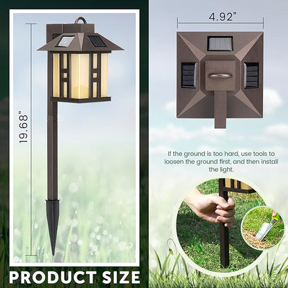 GIGALUMI Japanese Decor Solar Lights for Outside, Pathway Lights 4 Pack - Lawn/Patio/Yard/Walkway/Driveway Decoration