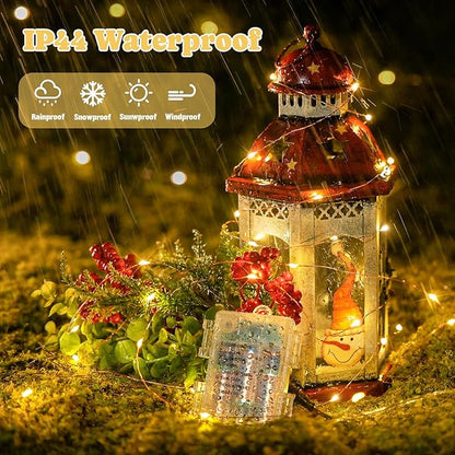 2-Pack 66ft Christmas LED String Lights, Waterproof Timer Lights