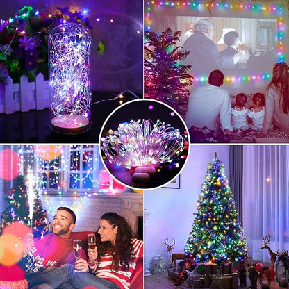Mlambert 3 Pack 33FT Fairy Lights Battery Operated with Remote and Timer, Dimmable Waterproof 8 Modes Twinkle Lighting for Girl Room Decor-Multicolor