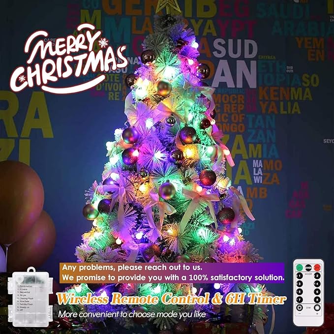 18ft Christmas LED String Lights, Waterproof Timer Lights