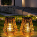 2-Pack Courtyard Solar Lanterns, Waterproof LED Patio Lights