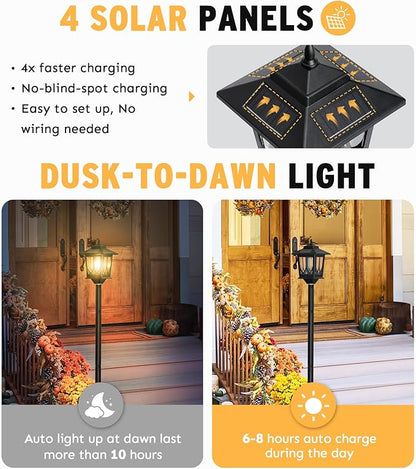 63" Solar Lamp Post Light 2 Pack, Solar Light Posts for Outside Waterproof, Outdoor Lamps for Patio, Backyard, Front Porch Decor, Warm White, Replaceable Bulb