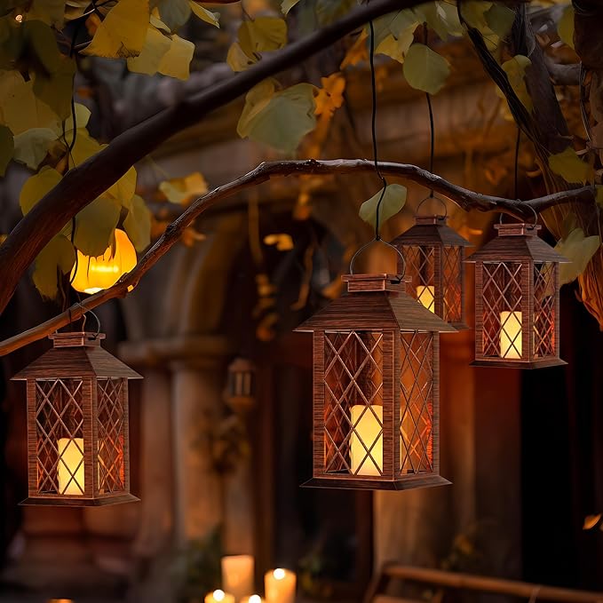 Courtyard Solar Hanging Lanterns, Classic Backyard Decor