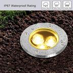 4-Pack Solar Ground Disk Lights, Warm White Waterproof LED