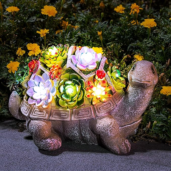 Solar Turtle Statue Light 11.5", Yard Decor