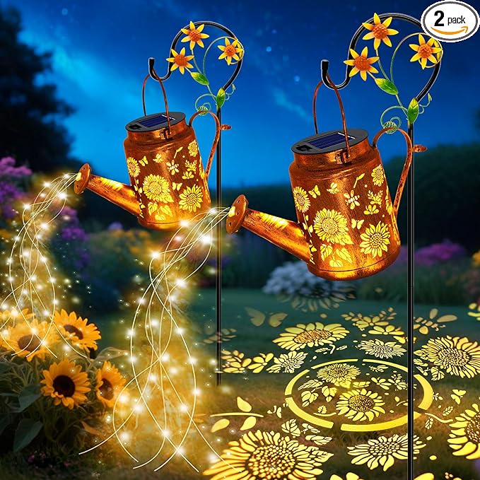 Sunflower Solar Lantern Set 2-Pack, Elegant Backyard Lighting