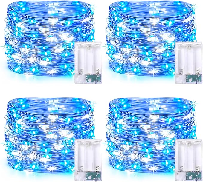 4-Pack Christmas String Lights, 1ft 50 LED Waterproof Twinkle Lights
