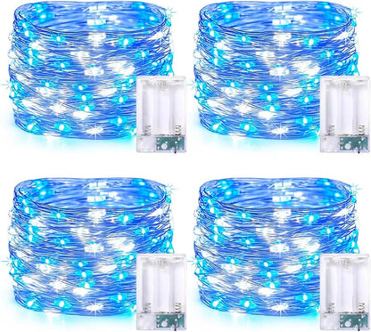 4-Pack Christmas String Lights, 1ft 50 LED Waterproof Twinkle Lights