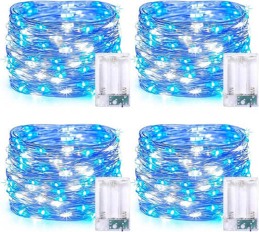4-Pack Christmas String Lights, 1ft 50 LED Waterproof Twinkle Lights