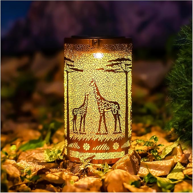 Giraffe Solar Lanterns Outdoor Waterproof Hanging Solar Lights Giraffe Gifts for Women Men Metal Decorative LED Giraffe Lanterns for Garden Decor,Yard,Patio,Lawn,Tabletop,Pathway,Landscape