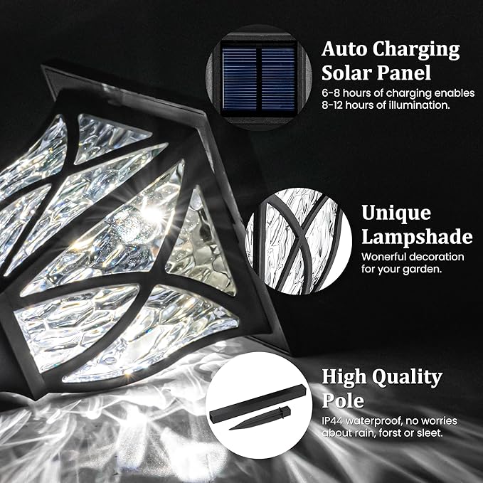 Cold White Solar Pathway Lights 8-Pack, Yard LED