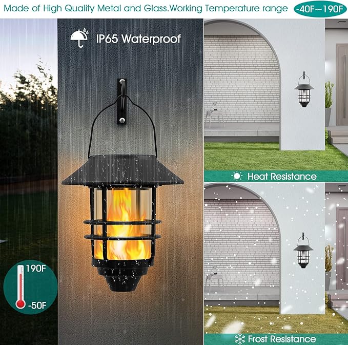 Hanging Solar Lantern Set 2-Pack, Elegant Patio Lighting