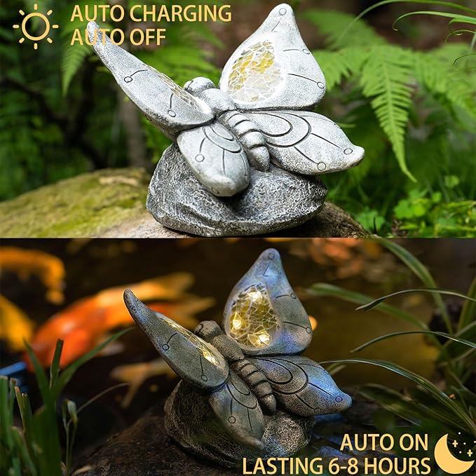 Solar Butterfly Statue Light, Yard Decor