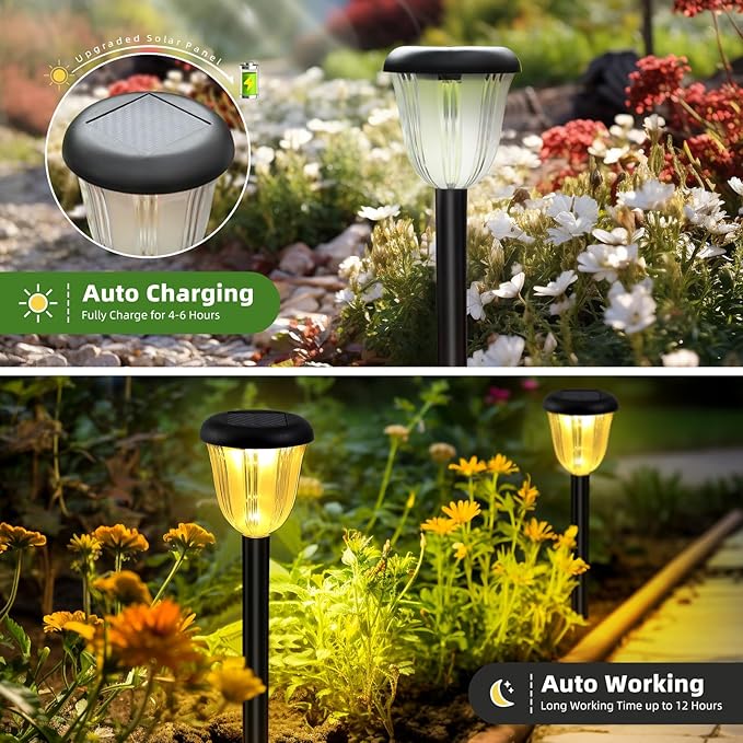 8-Pack Solar Path Lights, Outdoor Yard LED