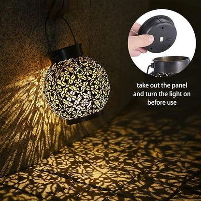 Solar Lanterns Outdoor Hanging Solar Lights Decorative Garden Lights Metal Waterproof Table Lamp for Patio Porch Backyard Pathway (2 Pack)