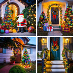 Christmas Porch String Lights 4-Pack, 16ft 50 LED Waterproof