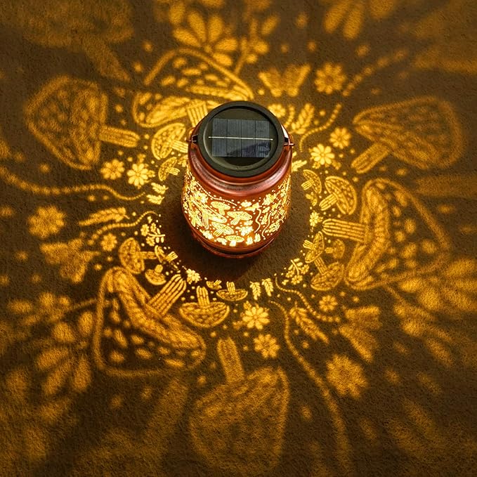 Homemory Solar Lanterns Outdoor Waterproof Mushroom Lights Garden Decor, Birthday Gifts for Women Mom Grandma, LED Hanging Solar Lights for Yard, Patio, Backyard, Porch, Lawn