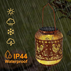 Metal Garden Solar Lanterns for Patio, Waterproof LED