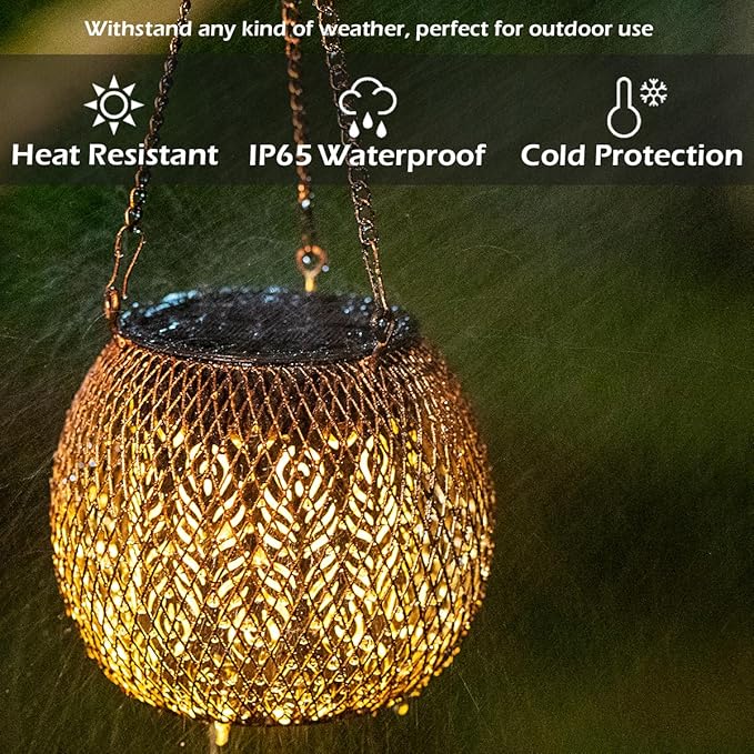 Backyard Solar Lantern Set 2-Pack, Elegant Yard Lighting