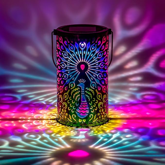 Solar Lanterns Outdoor Waterproof Peacock Decorative Lanterns Birthday Gifts for Women Solar Hanging Lantern for Yard Patio Backyard Porch Decor