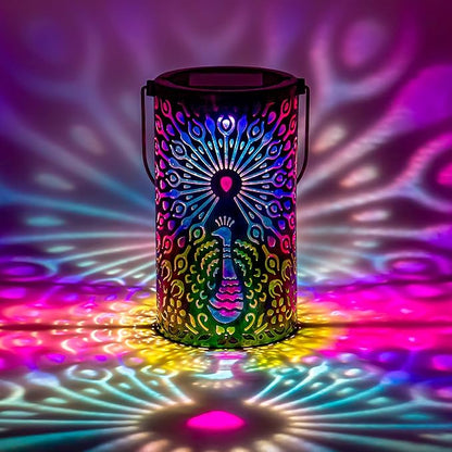 Solar Lanterns Outdoor Waterproof Peacock Decorative Lanterns Birthday Gifts for Women Solar Hanging Lantern for Yard Patio Backyard Porch Decor