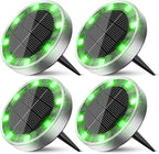 Solar Flat Disk Lights 4-Pack, Waterproof Driveway
