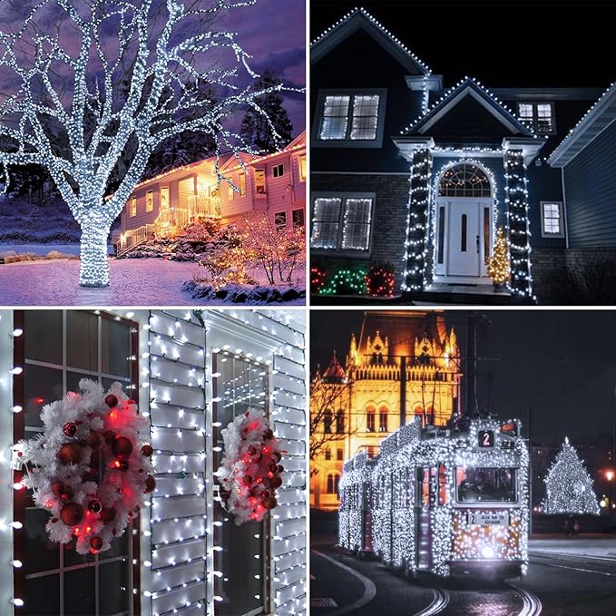 2-Pack 180ft Christmas LED String Lights, Waterproof Timer Lights