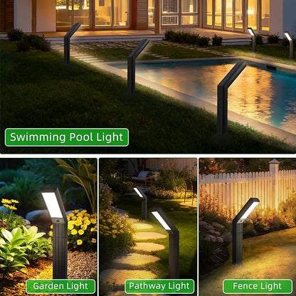 Solar Pathway Lights Outdoor 3 Modes (White/Natural/Warm), 90 LEDs Solar Path Lights with 2 Mounting Ways, Adjustable Height, IP65 Waterproof for Garden, Yard, Driveway, Walkway