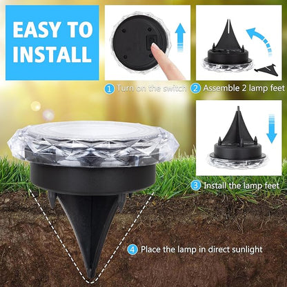 echosari Solar Ground Lights 6 Pack, Upgraded Solar Garden Lights Auto ON/Off Landscape Lighting Outdoor In-Ground Lights Waterproof Long Lasting for Pathway Walkway Patio (Cool White)