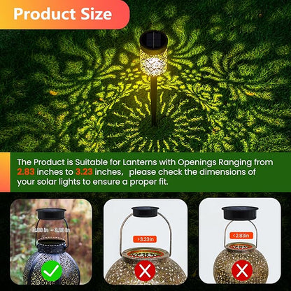 4 Pack Solar Light Replacement Top, Replacement Solar Light Parts for Lantern (Top 3.23 Inch, Bottom 2.83 Inch), Waterproof LED Replacement for Outdoor Garden, Pathway, Yard Lights & Decor