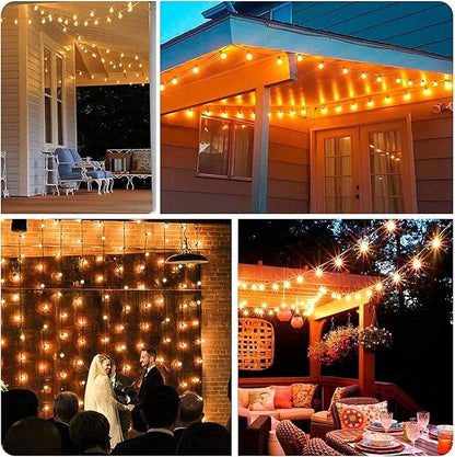 GOOTHY 50Ft LED Outdoor Patio String Lights - Waterproof Globe Lights with 52 Shatterproof Frosted Bulbs, Connectable for Wedding, Party, Christmas & Garden Decor, Black Wire