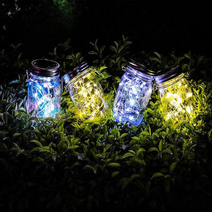 Upgraded Solar Mason Jar Lighs Warm White 12 Pack of 30 LED String Firefly Mason Jar lid Lights, Including 12 Hangers (Excluding Jars), Best for, Terrace Garden Decoration