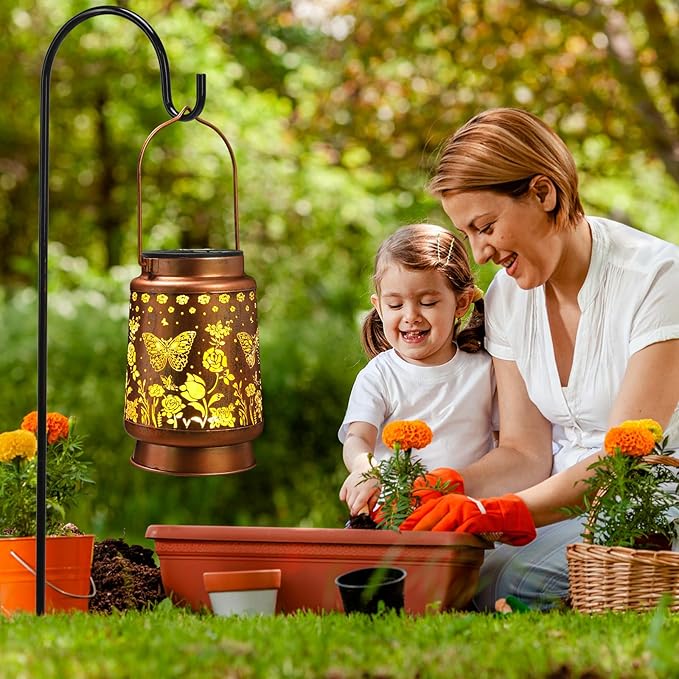Solar Lanterns Outdoor Waterproof Garden Decor Christmas Gifts for Women Mom Birthday Gifts Ideas Metal Bird Decorative LED for Patio Pathway Landscape Walkway Terrace Balcony Lawn Yard (Butterfly)
