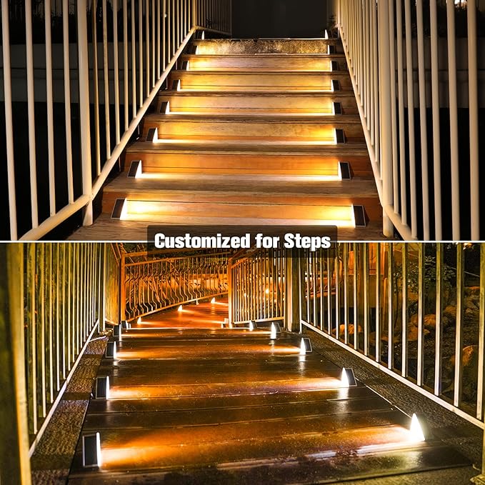 VOLISUN Solar Stair Lights 24 Pack, Solar Step Lights Outdoor Waterproof IP67, LED Outdoor Step Light