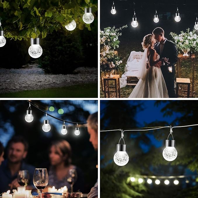 24-Pack Decorative Globe Solar Lanterns for Backyard, Waterproof LED