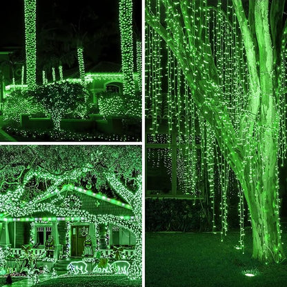 St Patricks Day Decoration Lights 33Ft 100LED Christmas Green Lights Outdoor Waterproof Green String Lights for Garden Party Holiday Halloween Decoration