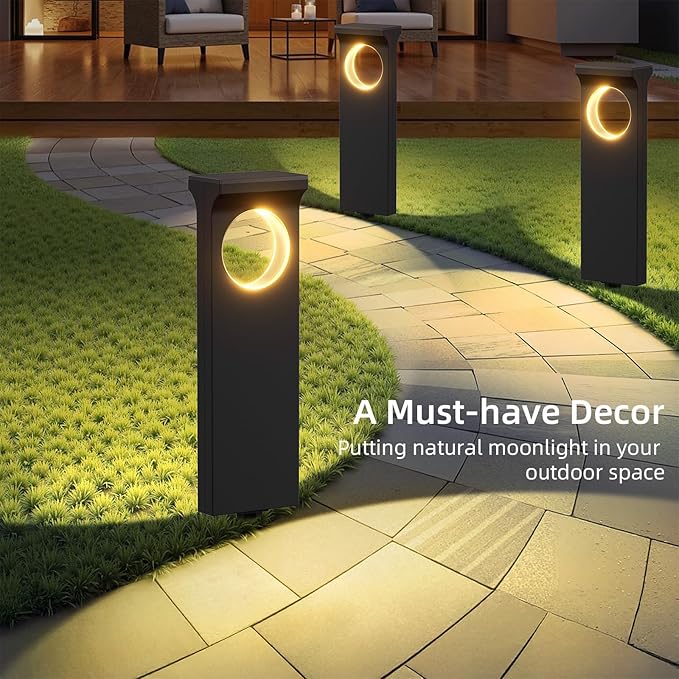 Solar Pathway Lights Outdoor: 6 Pack Unique Solar Lights Outdoor Waterproof - Bright Moon Pattern Auto On/Off Garden Light for Yard Patio Porch Lawn Path Walkway Driveway Outside Decor Lighting